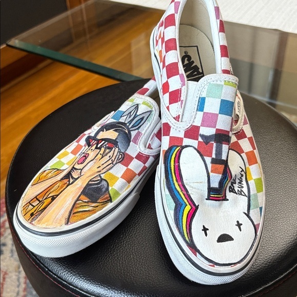 Vans Shoes - VANS “BAD BUNNY “🐰 Colorful Slip-On Sneakers with Cartoon Design size 7.5 women